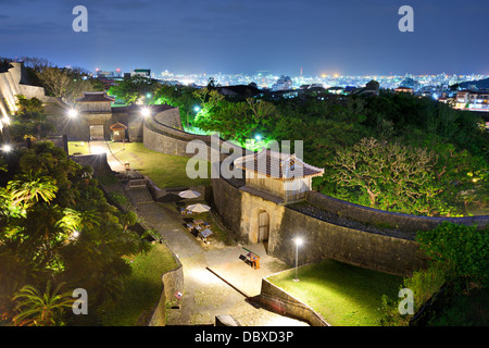 Protective wall on the grounds of Shuri Castle in Naha, Okinawa, Japan. Stock Photo