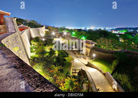 Protective wall on the grounds of Shuri Castle in Naha, Okinawa, Japan. Stock Photo