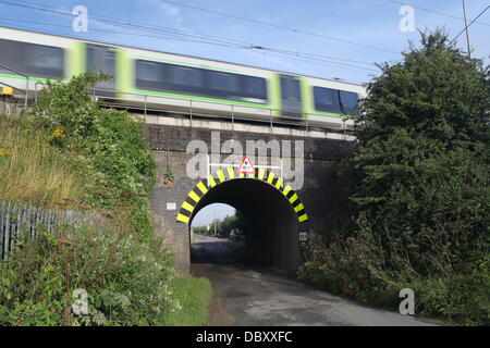 Ledburn, UK. 6th August 2013, Train Robber's Bridge, Ledburn, Bucks, UK. The site of the Great Train Robbery on 8th August 1963 where a Royal Mail train was emptied of £2.6 million by 15 members of Bruce Reynolds' gang Credit:  Neville Styles/Alamy Live News Stock Photo