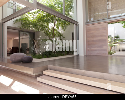 Modern foyer with courtyard Stock Photo