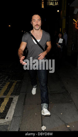 Jude Law sporting a moustache leaving the Donmar Warehouse after performing in 'Anna Christie' London, England - 13.09.11 Stock Photo