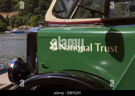 National Trust,‘Barnaby’ the 1940s original vintage bus. Agatha Christie Mile,Christie Country to Greenway, Stock Photo