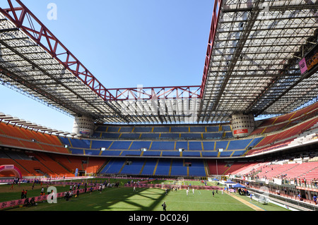 Milan San siro stadium in a wide angle lens, one of most famous football stadium in the world. Stock Photo