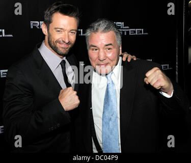 Hugh Jackman and George Chuvalo  Canadian premiere of 'Real Steel' at the Scotiabank Theatre.  Toronto, Canada - 20.09.11 Stock Photo