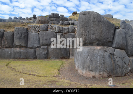 Giant stone walls at Sacsayhuaman, Inca site near Cuzco, Peru Stock Photo