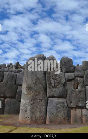 Giant stone walls at Sacsayhuaman, Inca site near Cuzco, Peru Stock Photo