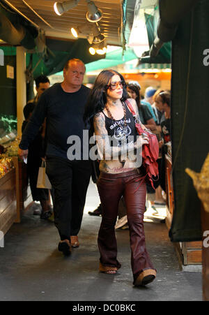 Kat Von D and her father Rene Drachenberg take a walk together at the Grove. Kat is not wearing her engagement ring after calling off her engagement with fiance Jesse James Hollywood, California - 25.09.11 Stock Photo