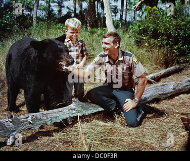 1967 GENTLE GIANT MOVIE BASED ON GENTLE BEN TV SERIES DENNIS WEAVER,GENTLE BEN, CLINT HOWARD Stock Photo