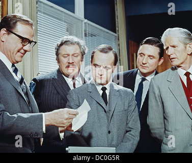 1960s 1968 HEIST COMEDY HOT MILLIONS BOB NEWHART KARL MALDEN PETER USTINOV Stock Photo