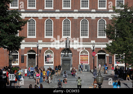 A statue of Samuel Adams in front of Faneuil Hall on the Freedom Trail, Boston, Massachusetts Stock Photo