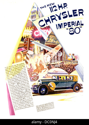 1928 AD FOR 112 H.P CHRYSLER IMPERIAL 80 AUTOMOBILE ADVERTISING FROM LIFE MAGAZINE Stock Photo