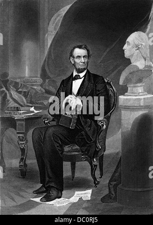1800s 1860s 1862 PORTRAIT OF ABRAHAM LINCOLN IN THE WHITE HOUSE PICTURE BY ALONZO CHAPPEL Stock Photo