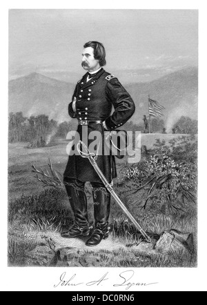 1860s UNION GENERAL JOHN A LOGAN IN UNION ARMY & LATER GRAND ARMY OF THE REPUBLIC FOUNDED MAY 30 AS MEMORIAL DAY IN 1868 Stock Photo