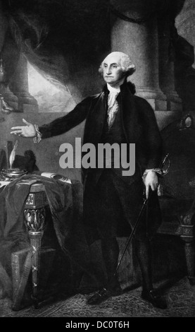 1700s 1790s GEORGE WASHINGTON STANDING PORTRAIT AS FIRST PRESIDENT OF THE UNITED STATES OF AMERICA Stock Photo