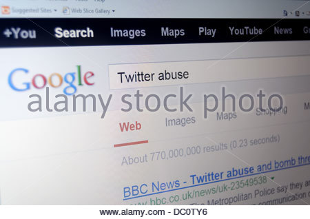 Twitter Abuse Internet Search Using The Yahoo Uk Search Engine