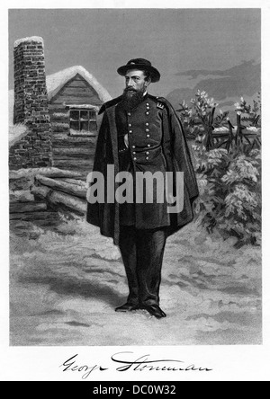 1860s STANDING WINTER PORTRAIT UNION ARMY GENERAL GEORGE STONEMAN DURING THE AMERICAN CIVIL WAR AND LATER GOVERNOR OF CALIFORNIA Stock Photo