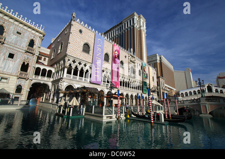 Replica of Doge's Palace & Rialto Bridge in Venice at The Venetian Resort Hotel Casino in Las Vegas, USA Stock Photo
