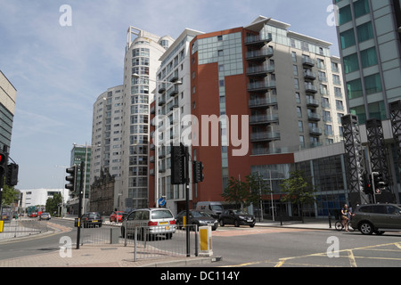 Altolusso Modern Flats Apartments Tower block in Cardiff city centre Wales UK, Bute Terrace Stock Photo
