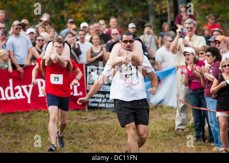 The North American Wife Carrying Championships.  Stock Photo