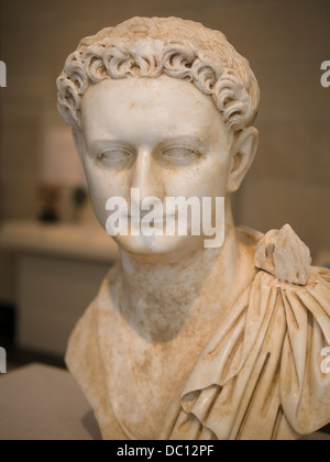Portrait Bust of Roman Emperor Domitian. Marble statue, about 90 CE. Stock Photo