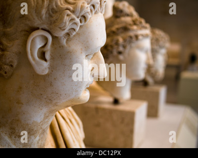 Side view of a Portrait Bust of Roman Emperor Domitian. Marble statue, about 90 CE. Stock Photo
