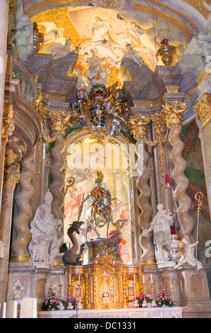 Europe, Germany, Bavaria, Weltenburg, Abbey church altar. Stock Photo