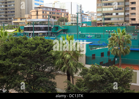 The tennis club Las Terrazas in Miraflores, Lima, Peru with tennis courts, swimming pool and gym Stock Photo