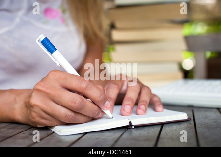 student works in library Stock Photo