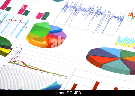 Detail on some graphic charts printed on paper Stock Photo