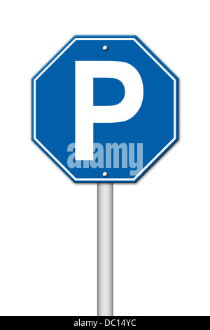 hexagon parking sign on white background Stock Photo