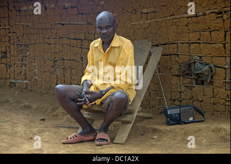 Republic of Congo, March 2011: Douakani village. The chief of the indiginous people (the Babongo) in the village. Stock Photo