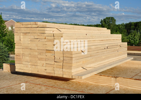 Timber on a construction site Stock Photo