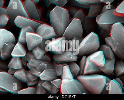 3D SEM image of crystal, 8 degree tilt Stock Photo