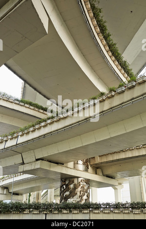 Low angle view of flyover, Shanghai, China Stock Photo
