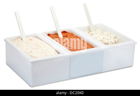 assortment of prepared spread salads for a food store(path included) Stock Photo