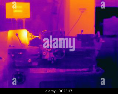 Thermal image of part being turned on lathe Stock Photo