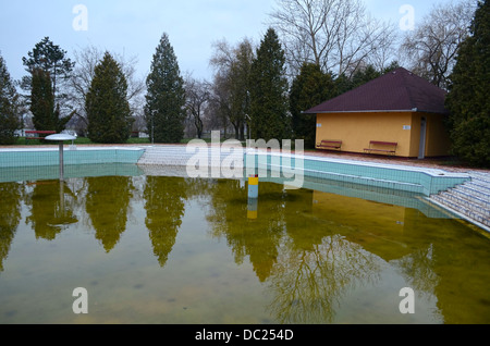 Abandoned Spa Pool with Dirty Water in the Fall Stock Photo