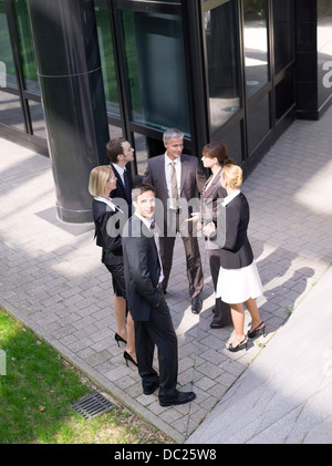 Germany, Baden-Württemberg, Stuttgart, Businesspeople talking, elevated view Stock Photo