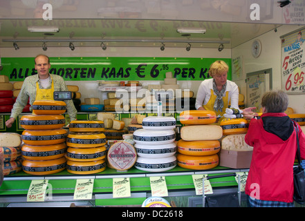 Market stall selling cheeses Deventer Holland Stock Photo