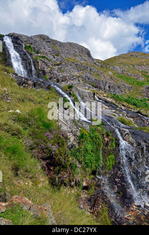 Levers Water Beck and waterfalls in Copper Mines Valley above Coniston in the  Lake District National Park Stock Photo