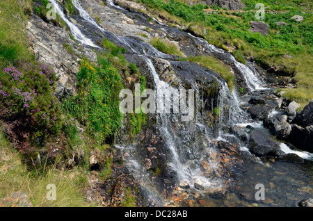 Levers Water Beck and waterfalls in Copper Mines Valley above Coniston in the  Lake District National Park Stock Photo