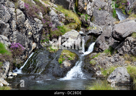 Levers Water Beck and waterfalls in Copper Mines Valley above Coniston in the  Lake District National Park Stock Photo