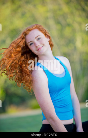 Portrait of teenage girl with long red hair Stock Photo