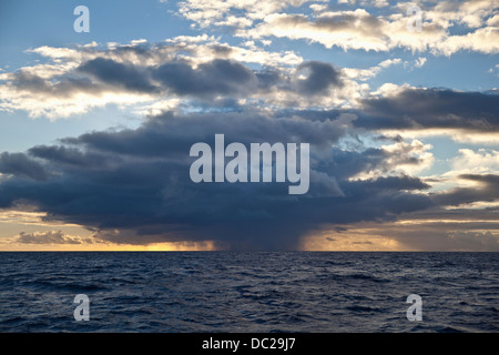 Rain Clouds over Ocean, Silver Bank, Atlantic Ocean, Dominican Republic Stock Photo
