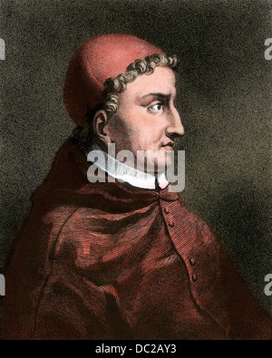 Cardinal Ximenes of Spain. Hand-colored engraving Stock Photo