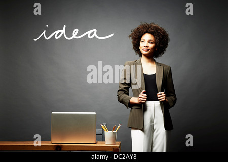 Woman and the word idea Stock Photo