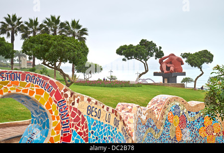 El Parque del Amor is a on the cliffs of Miraflores and devoted entirely to romance. Lima, Peru. Stock Photo