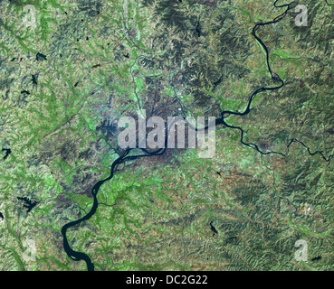 Satellite image of Pyongyang, North Korea Stock Photo