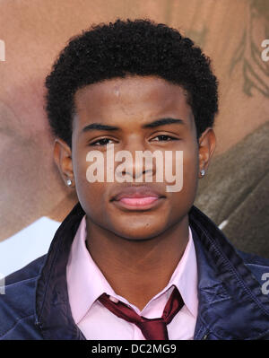 Westwood, California, USA. 7th Aug, 2013. Trevor Jackson arrives for the premiere of the film 'Elysium' at the Village theater. Credit:  Lisa O'Connor/ZUMAPRESS.com/Alamy Live News Stock Photo