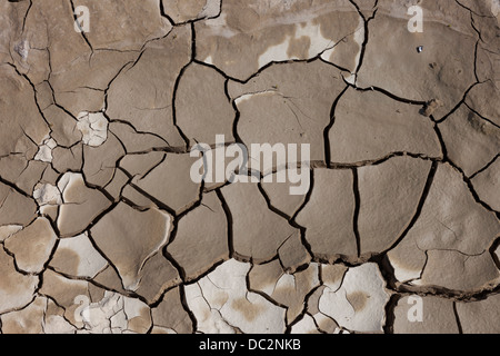 Cracked Mud Pattern in Dry Riverbed Stock Photo